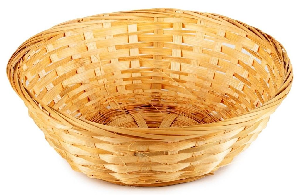 Round 25cm Handmade Bamboo Deep Fruit Snack Food Gift Basket Natural