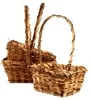 3 Piece Handmade Rectangular Bamboovine Deep Flower Fruit Snack Posy Gift Basket Natural With Handle