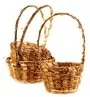 3 Piece Handmade Round Bamboovinewillow Deep Flower Fruit Snack Posy Gift Basket Natural With Handle