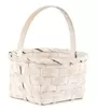 14 X 12cm Handmade Rectangular Bamboo Fruit Snack Posy Flower Basket With Handle White
