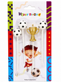 Gold Trophy Soccer Ball Birthday Cake Candles 4 Piece Set