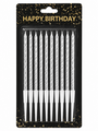 10 Silver Birthday Candles With Holders 135cm