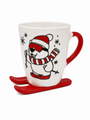 300ml Skiing Snowman Christmas Mug Festive Ceramic Mug