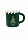 300ml Jingle Christmas Tree Mug Festive Green Ceramic Coffee Cup