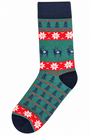 Dark Green Reindeer Christmas Socks One Size Fits Most