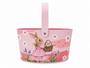 Easter Bunny Pink Tin Basket With Handle 16 X 105 X 85cm