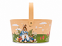 Easter Bunny Family Metal Basket Pastel Peach Green Design