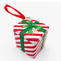Red White Striped Christmas Gift Box Hanging Tin Ornament 65 65 5 Cm