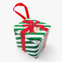 Green White Striped Christmas Gift Box Hanging Tin Ornament 65 65 5 Cm