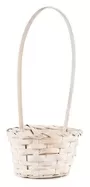 Posy 14cm Round Bamboo Fruit Snack Flower Basket White With Handle