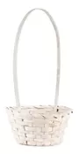 Posy 16cm Round Bamboo Fruit Snack Flower Basket White With Handle