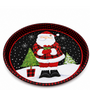 30 Cm Christmas Tin Tray Decorative Round Metal Serving Tray Black Side Veiw