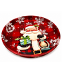 30 Cm Christmas Tin Tray In Tartan Decorative Round Metal Serving Tray Side Veiw