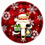 30 Cm Christmas Tin Tray In Tartan Decorative Round Metal Serving Tray