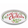 30 Cm Christmas Tin Tray Round Metal Serving Tray For Festive Entertaining Side View