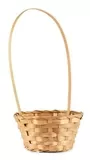 Posy 18cm Round Bamboo Fruit Snack Flower Basket Natural With Handle