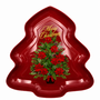 Red Christmas Tree Serving Tray Merry Christmas Poinsettia Design 245 X 255 Cm