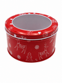 Red Christmas Tin With Transparent Window 135 X 7 Cm