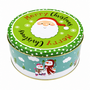 Christmas Cookie Tin Green Santa Snowman Holiday Storage Tin 20 Cm Side