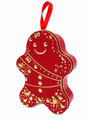Red Gingerbread Man Christmas Gift Tin With Hanging Ribbon 13 X 95 X 45 Cm