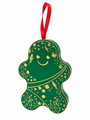 Green Gingerbread Man Christmas Gift Tin With Hanging Ribbon 13 X 95 X 45 Cm