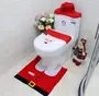 3 Piece Santa Claus Toilet Bathroom Christmas Decoration Set With Toilet Seat Cover Rug Tank Toilet Paper Box Cover 2