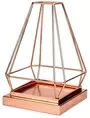 Geometric Wrought Iron Metal Candle Holder With Removable Base Rose Gold 2