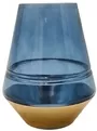 Vas74t 21cm Tappered Transparent Blue Vase With Metallic Gold Base 