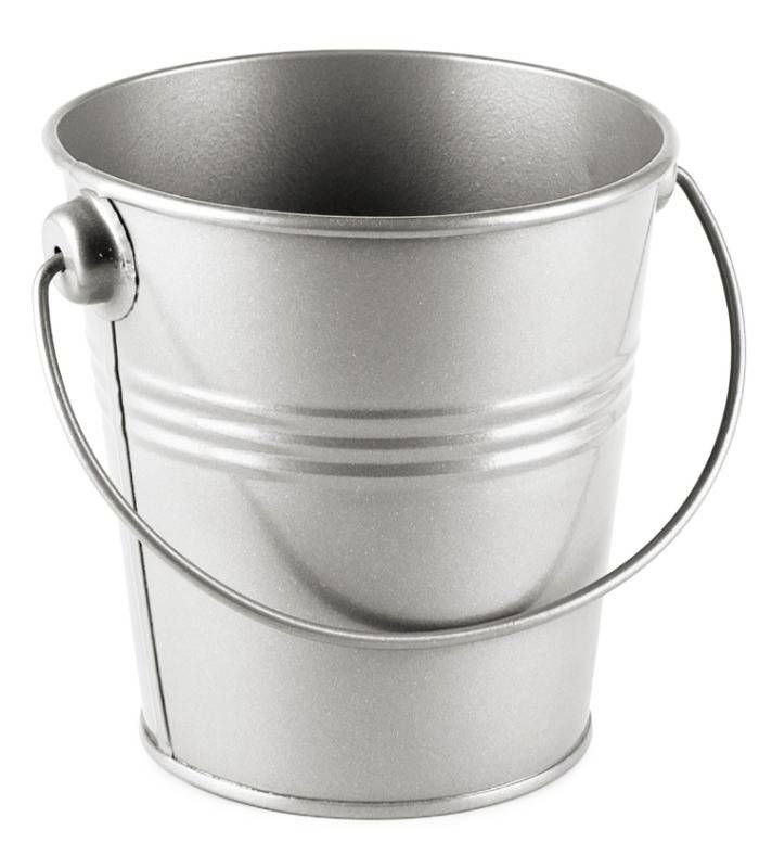 11cm Metallic Silver Metal Bucket with Handle Wedding Party Decoration