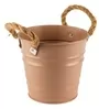12cm Matte Natural Brown Round V Shaped Metal Bucket With Rope Handle Wedding Party Decoration For Plants Herbs Sweet Tree Flowers Food